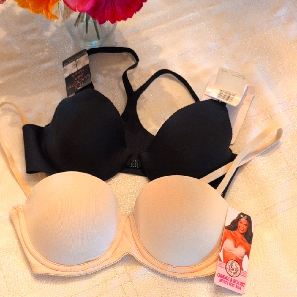 NWT Two Bras- Black and Cream
